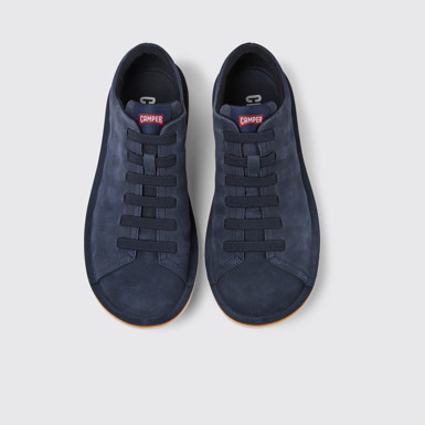 Overhead view of Beetle Blue nubuck sneakers for men