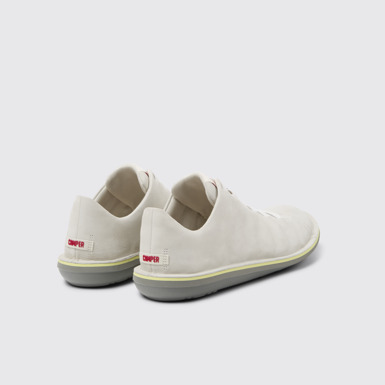 Back view of Beetle White Nubuck Shoes for Men.