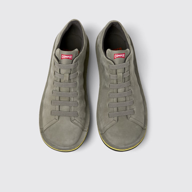 Overhead view of Beetle Gray Nubuck Leather Shoes for Men.