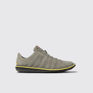 Side view of Beetle Gray Nubuck Leather Shoes for Men.