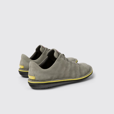 Back view of Beetle Gray Nubuck Leather Shoes for Men.