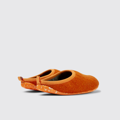 Back view of Wabi Orange wool and viscose slippers for men