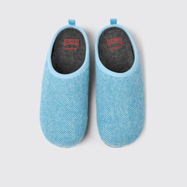 Overhead view of Wabi Blue wool and viscose slippers for men