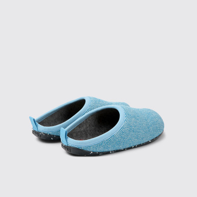 Back view of Wabi Blue wool and viscose slippers for men
