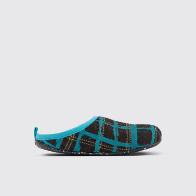 Side view of Wabi Multicolored recycled wool slippers for men