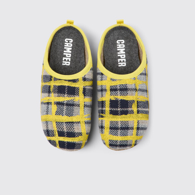 Overhead view of Wabi Multicolored recycled wool slippers for men