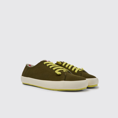 Front view of Peu Rambla Green recycled cotton sneakers for men