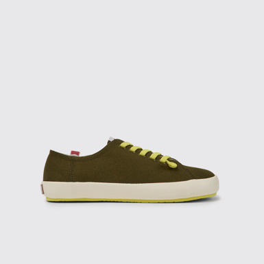 Side view of Peu Rambla Green recycled cotton sneakers for men