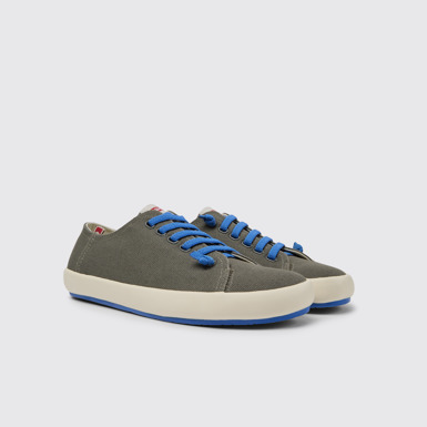 Front view of Peu Rambla Grey recycled cotton sneakers for men