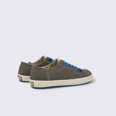Back view of Peu Rambla Grey recycled cotton sneakers for men