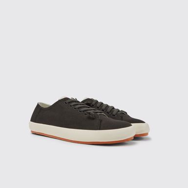 Front view of Peu Rambla Grey recycled cotton sneakers for men