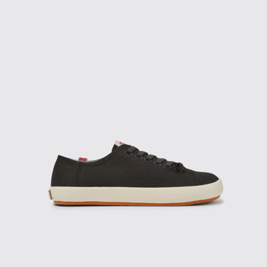 Side view of Peu Rambla Grey recycled cotton sneakers for men