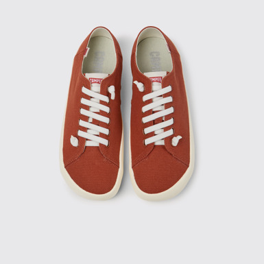 Overhead view of Peu Rambla Red recycled cotton sneakers for men