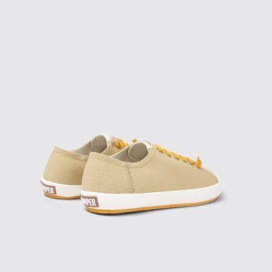 Back view of Peu Rambla Beige textile sneakers for men