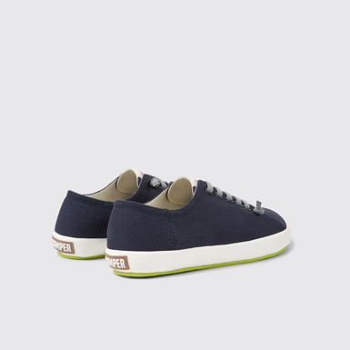 Back view of Peu Rambla Blue textile sneakers for men