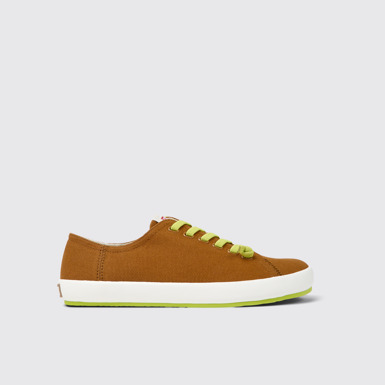 Side view of Peu Rambla Brown textile sneakers for men
