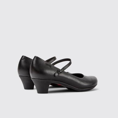 Back view of Helena Black Leather Shoes for Women.