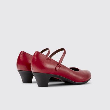 Back view of Helena Red Leather Shoes for Women.