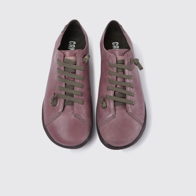 Overhead view of Peu Purple leather shoes for women