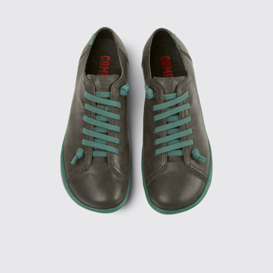 Overhead view of Peu Gray leather shoes for women