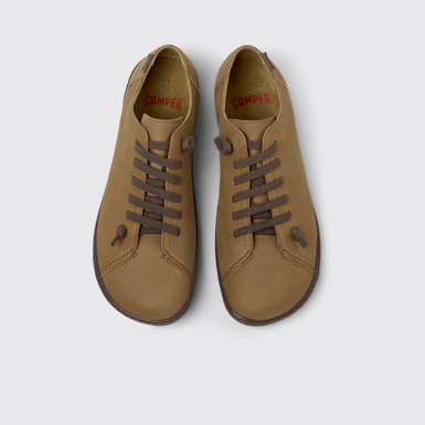 Overhead view of Peu Brown Leather and PET Shoes for Women.