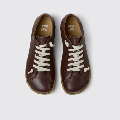 Overhead view of Peu Burgundy Leather Shoes for Women.