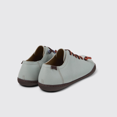Back view of Twins Gray Leather Shoes for Women.