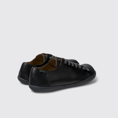 Back view of Peu Black Leather Shoes for Women.