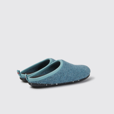 Back view of Wabi Light blue wool women’s slippers