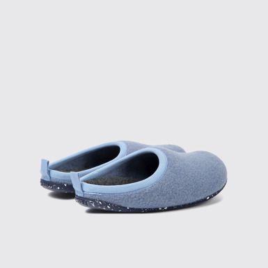 Wabi Pantuflas azules de lana para mujer
