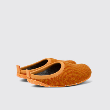 Back view of Wabi Orange wool and viscose slippers for women