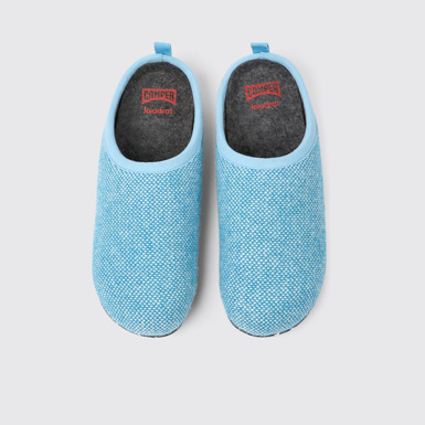 Overhead view of Wabi Blue wool and viscose slippers for women