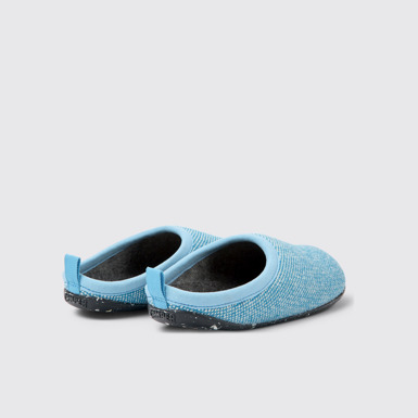 Back view of Wabi Blue wool and viscose slippers for women