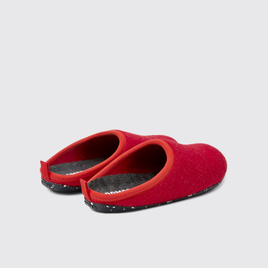 Back view of Wabi Red wool slippers for women