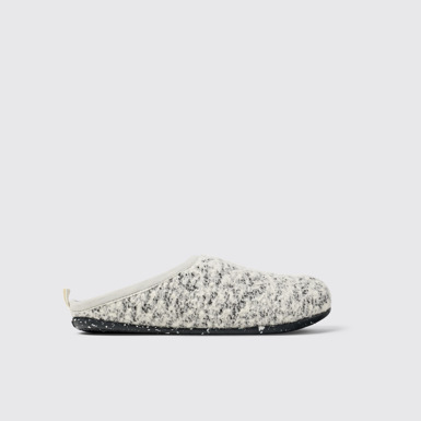 Side view of Wabi White and black Slippers for Women