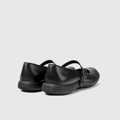 Back view of Spiral Comet Black leather Mary Jane for Women