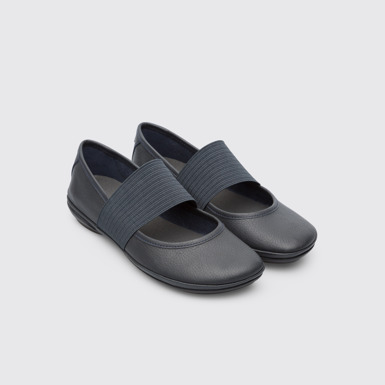 Front view of Right Blue Ballerinas for Women