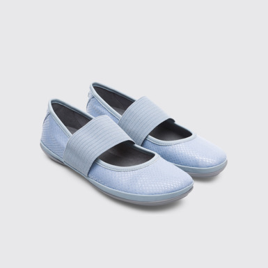 Front view of Right Blue Ballerinas for Women