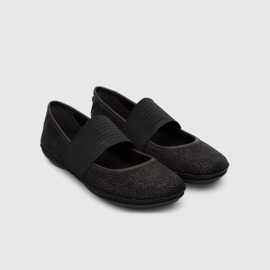 Front view of Right Black Ballerinas for Women