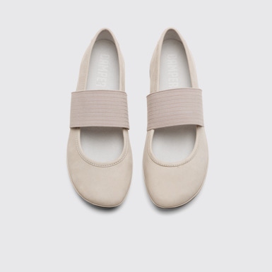 Overhead view of Right Light grey nubuck ballerina