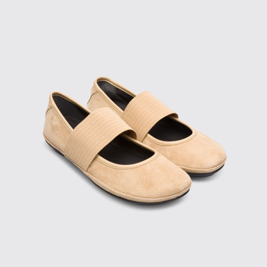 Front view of Right Beige ballerina for women
