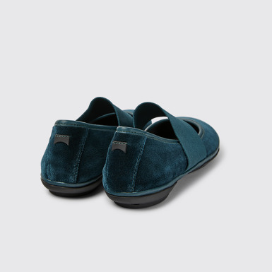 Back view of Right Green velvet leather ballerina shoes