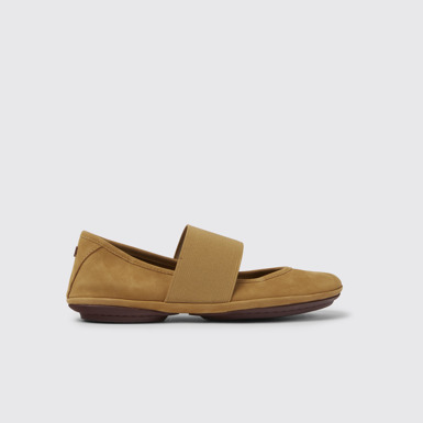 Side view of Right Brown nubuck shoes for women