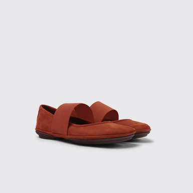 Front view of Right Red nubuck shoes for women