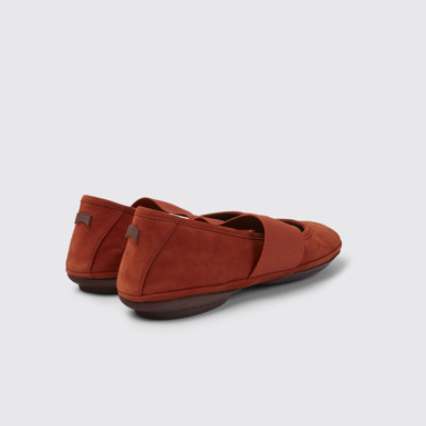 Back view of Right Red nubuck shoes for women