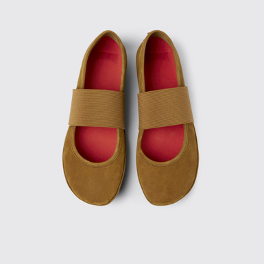 Overhead view of Right Brown nubuck ballerina flats for women