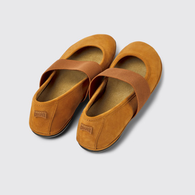 Right Balerinas cafés de nobuk para mujer