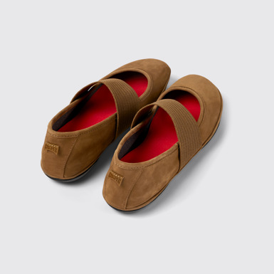 Right Ballerines en nubuck marron pour femme
