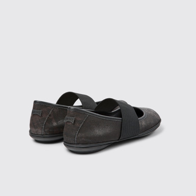 Back view of Right Black nubuck ballerinas for women