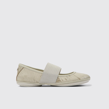 Side view of Right Light gray nubuck ballerinas for women